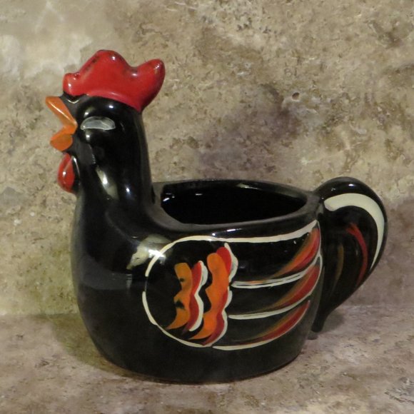 Vintage Creamer And Sugar Rooster Design Black With Red Japan - Picture 3 of 8